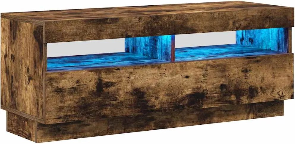 vidaXL Comodă TV cu lumini LED, stejar fumuriu, 100x35x40 cm