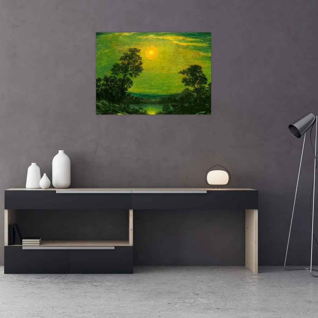 Tablou pe sticlă - Imitator of Ralph Albert Blakelock, Moonlight, reproducere (70x50 cm)