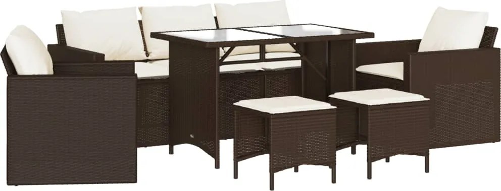 vidaXL Set canapele de grădină cu perne, 6 piese, maro, poliratan