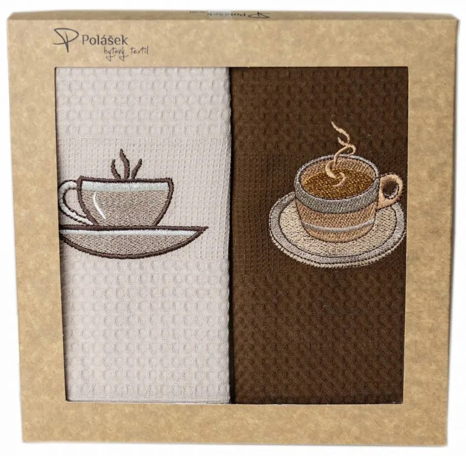 Prosoape de bucătărie waffle brodate cu motiv – Set de 2 bucăți