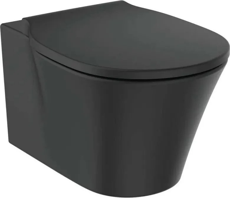Set vas wc suspendat Ideal Standard Connect Air AquaBlade negru mat cu capac slim softclose