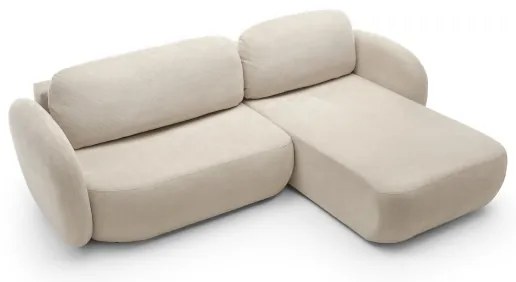 Colțar extensibil OLBIA, tip L, cu spațiu de depozitare, pe partea dreaptă, bej