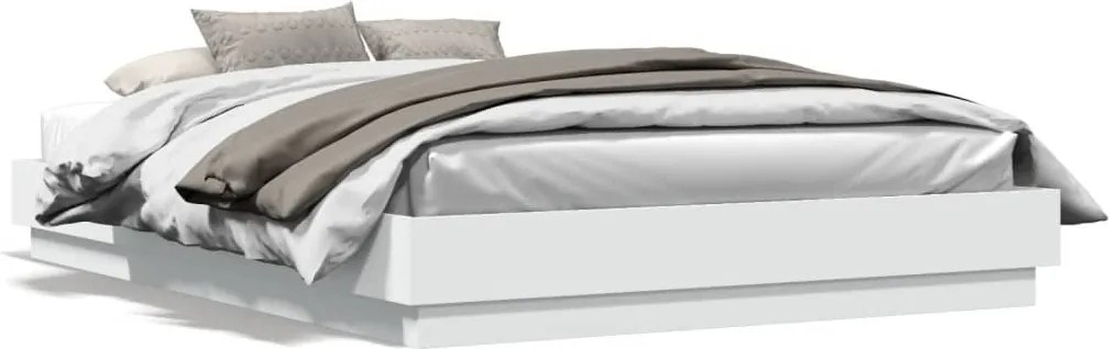 vidaXL Cadru de pat, alb, 140x200 cm, lemn prelucrat
