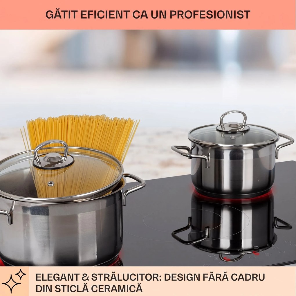 Klarstein Virtuosa 5, plită încorporabilă, 5 zone, 8200 W, sticlă ceramică