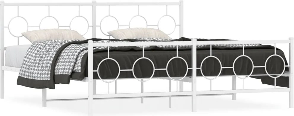 vidaXL Cadru de pat metalic cu tăblie de cap/picioare, alb, 180x200 cm