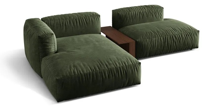 Colțar modular verde cu tapițerie din catifea (cu colț pe partea stângă/cu șezlong) Martina – Micadoni