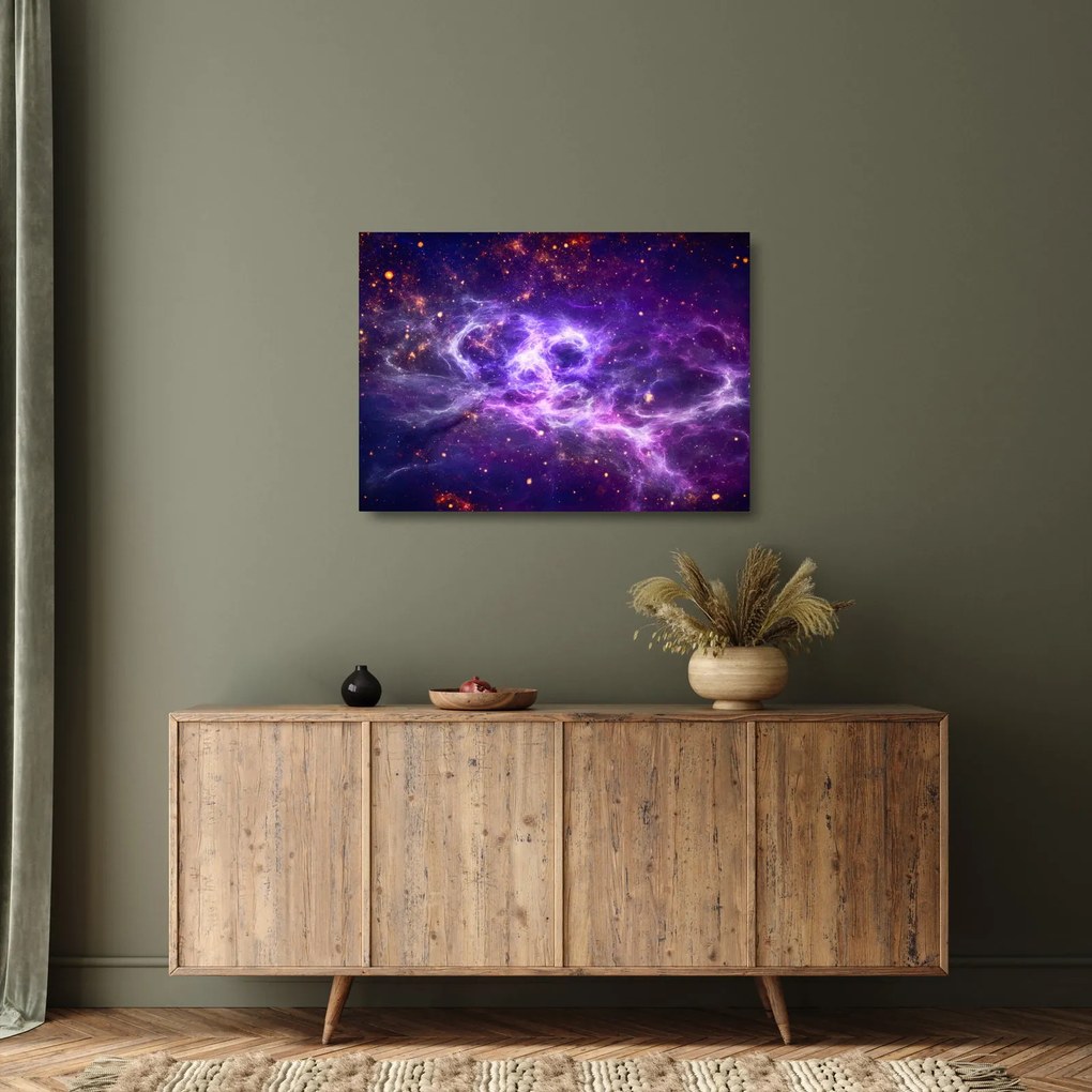 Tablou pe sticlă - Universul violet (70x50 cm)