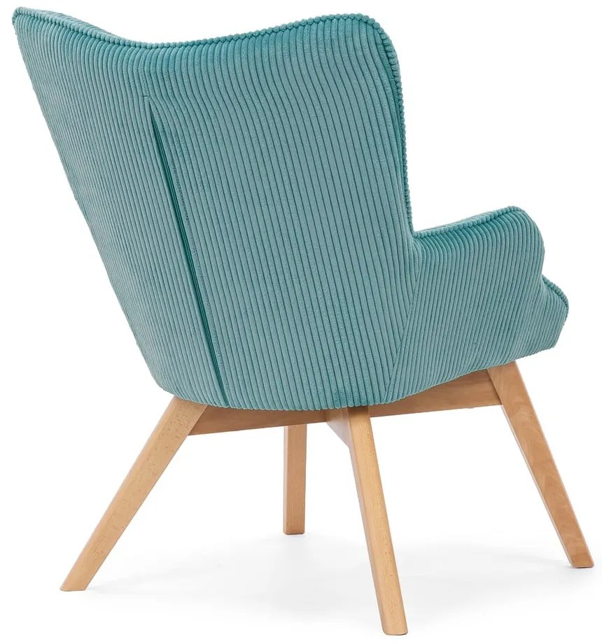 Fotoliu turcoaz cu tapițerie din catifea reiată Niko – Ropez