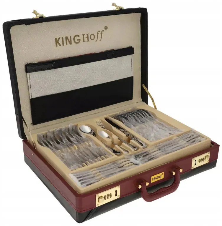 Set tacamuri Kinghoff KH 3504, 72 piese, 12 persoane, Cufar, Otel inoxidabil, Argintiu