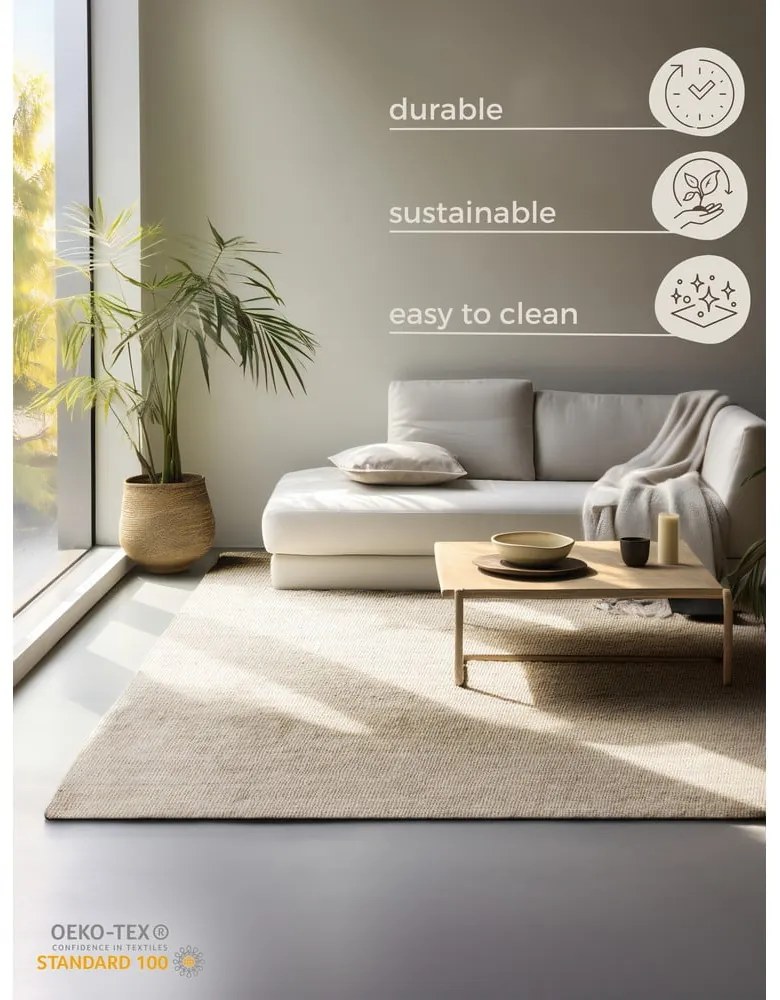 Covor crem din iută 190x280 cm Bouclé – Hanse Home