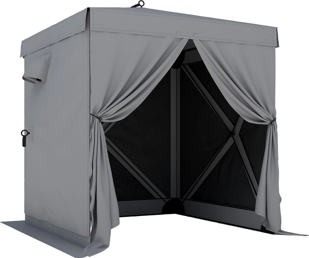 Outsunny Pavilion pop-up pliant 1,85x1,85 m, impermeabil, stabil, rezistent la iarnă, cu 4 panouri laterale din plasă, geantă, UV 30+ | Aosom Romania