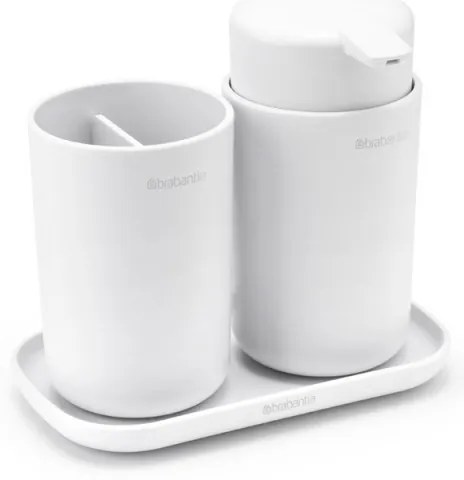 Set accesorii baie Brabantia ReNew 1003492, 3 piese, 250 ml, Rezistent la coroziune, Alb