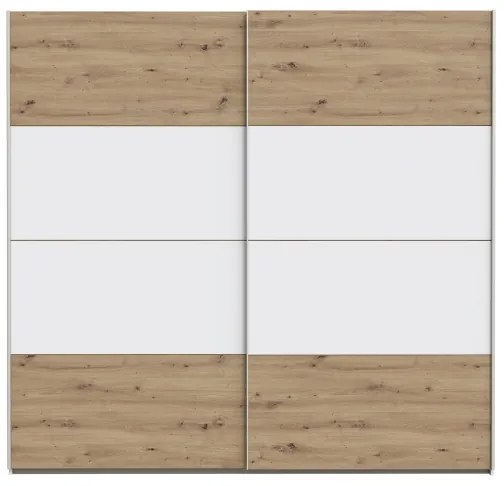 Dulap garderobă KARO 220x210 cm, alb/stejar artisan