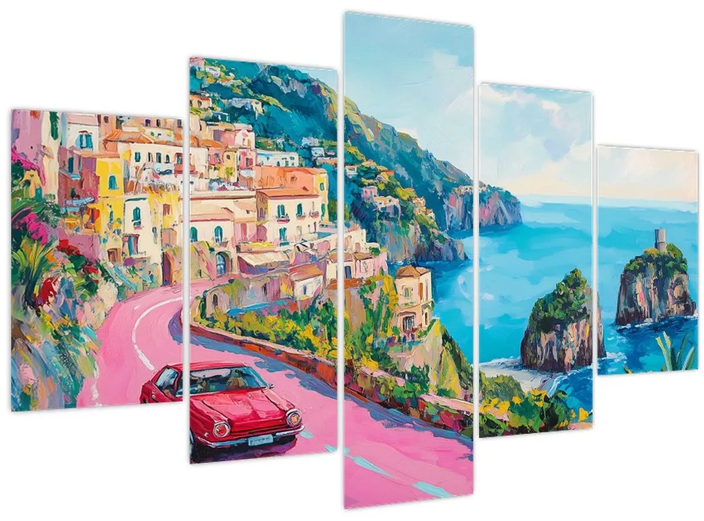 Tablou - Drum roz pe coastă (150x105 cm)