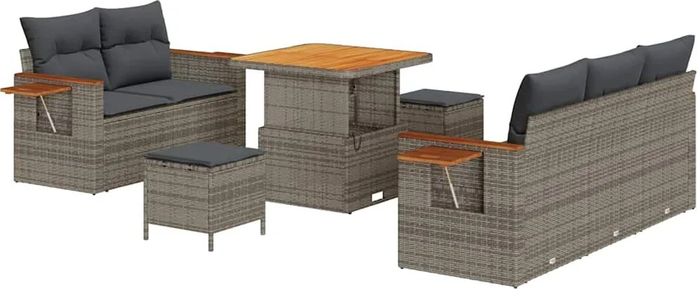 vidaXL Set de canapele pentru grădină cu pernă 8 pcs Gri