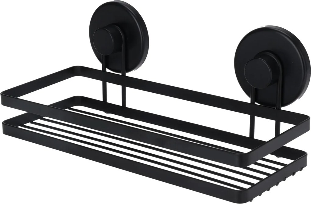 Coș de baie cu ventuze negru, 25 x 10 x 8,7 cm