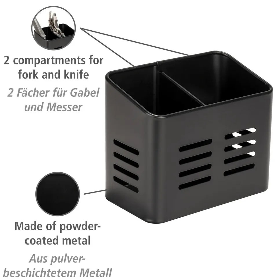 Set de suporturi pentru tacâmuri și șervetele 2 buc. din metal Black Outdoor Kitchen Baco – Wenko