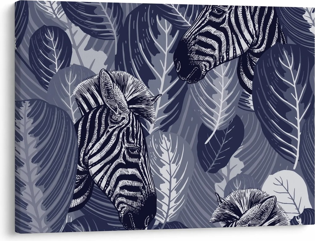 Tablou - Zebre albastre (70x50 cm)