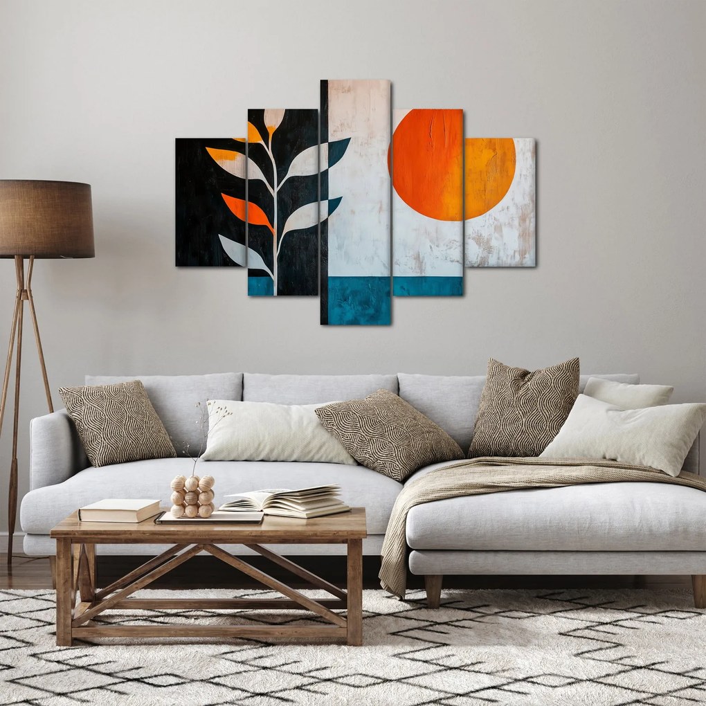 Tablou - Abstracție cu plantă și soare (150x105 cm)