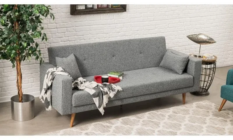 Canapea extensibila cu 3 Locuri Glasgow, Gri, 214 x 90 x 75 cm