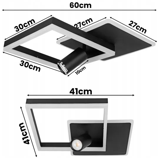 Plafonieră LED/38W/230V + 1xGU10/30W neagră