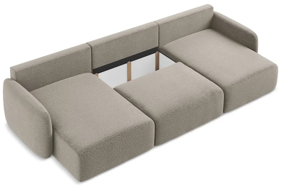 Colțar bej extensibil/cu spațiu de depozitare Kalena – Makamii