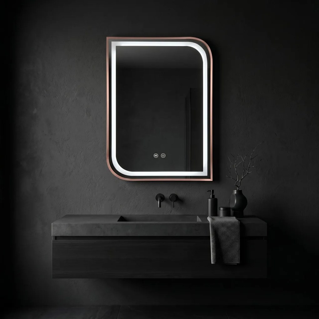 Oglindă LED ZONE 70x50 BRUSH ROSE GOLD
