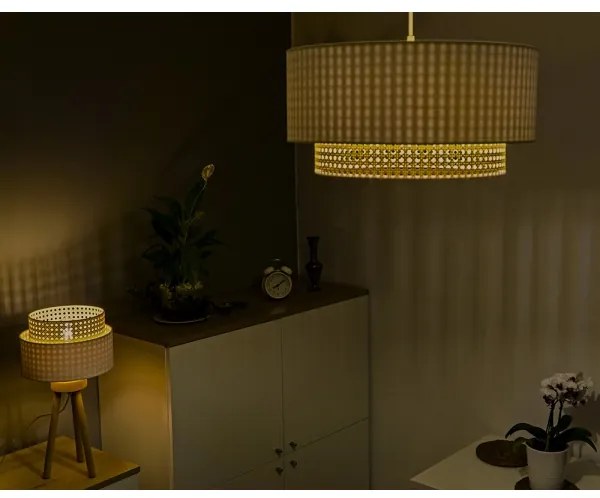 Duolla - Lustră pe cablu BOHO 1xE27/15W/230V d. 45 cm crem/ratan