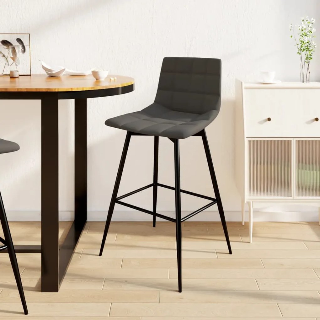 338607 vidaXL Scaun de bar, gri închis, catifea