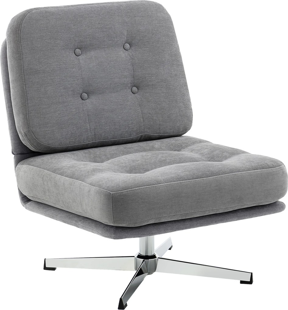 HOMCOM Scaun de accent rotativ, fotoliu de lectură căptușit cu chenille, șezut lat, șezut cu arcuri și picioare metalice, Gri deschis | Aosom Romania