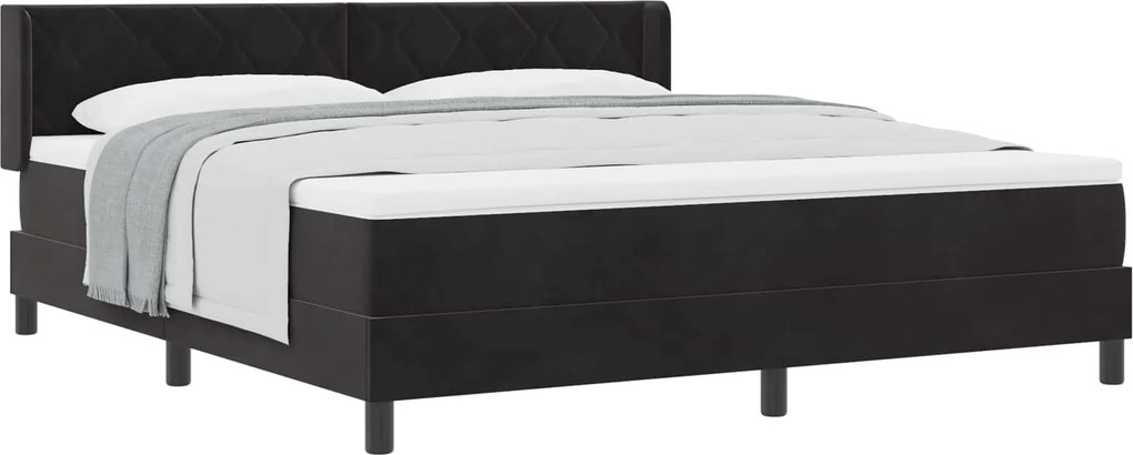 vidaXL Pat cu arcuri cu saltea Negru 200 x 180 cm Poliester