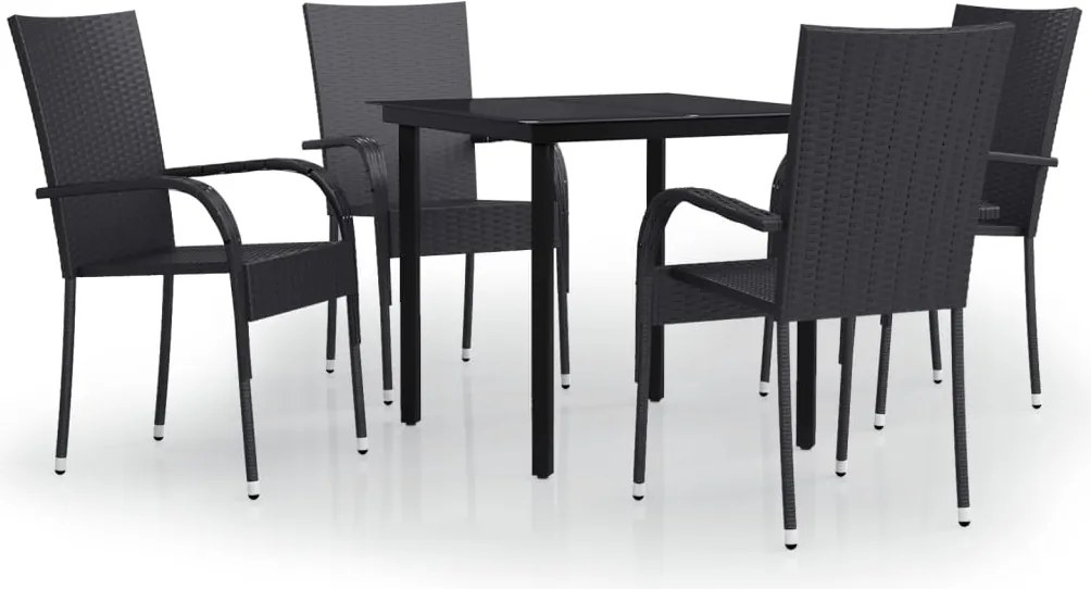 vidaXL Set mobilier de grădină, 5 piese, negru