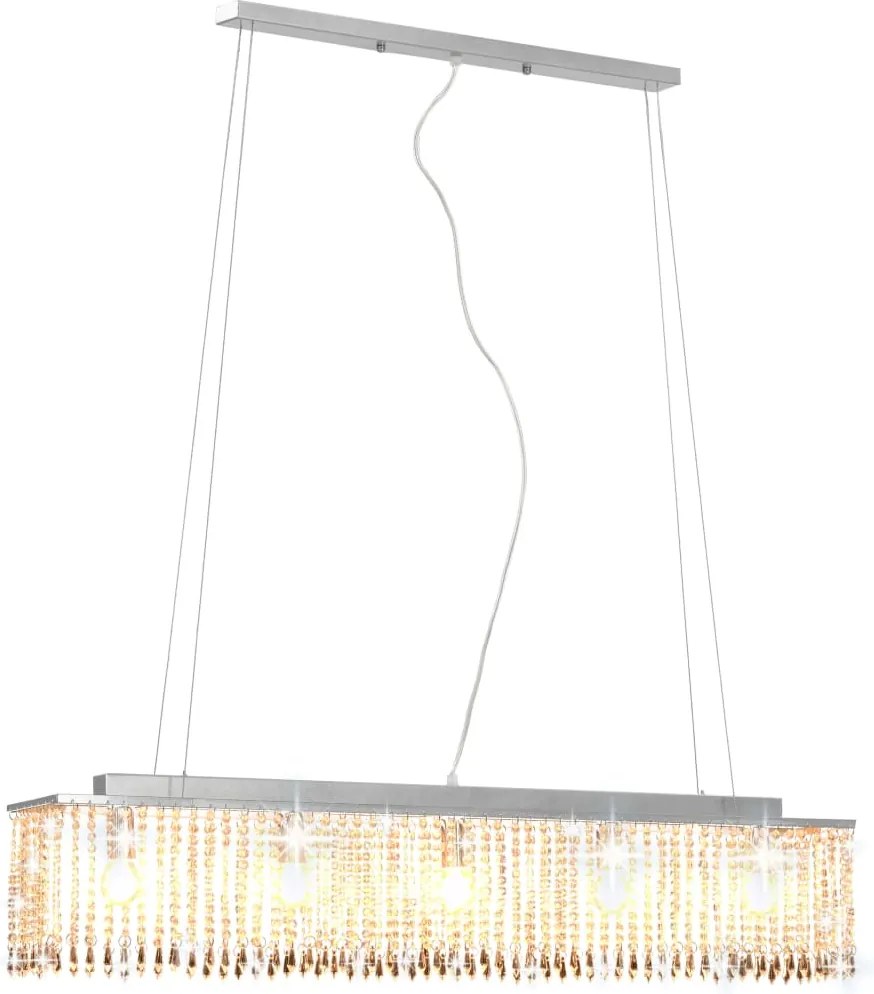 vidaXL Lustră cu mărgele de cristal, argintiu, 104 cm, E14