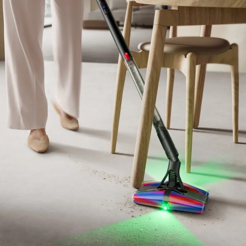 Aspirator vertical Dyson PencilVac Fluffycones 492689-01, 55 AW, 30 min, 80 ml, 140000 Hyperdymium™, design ultra-subțire, iluminare LED, negru