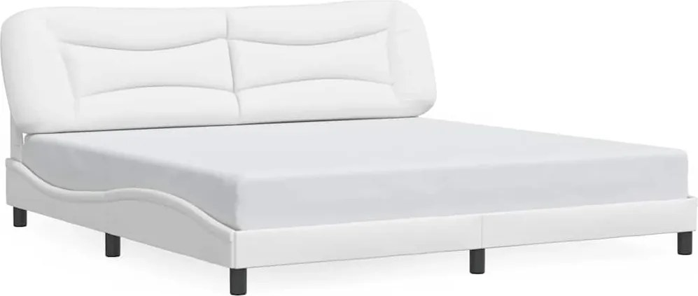 vidaXL Cadru de pat fără saltea, Hvar, alb, 200x200 cm, piele ecologică