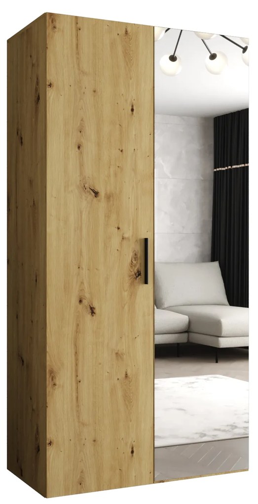 Dulap de haine 100 cm Borry 2 (Stejar artisan + Negru). 1125800