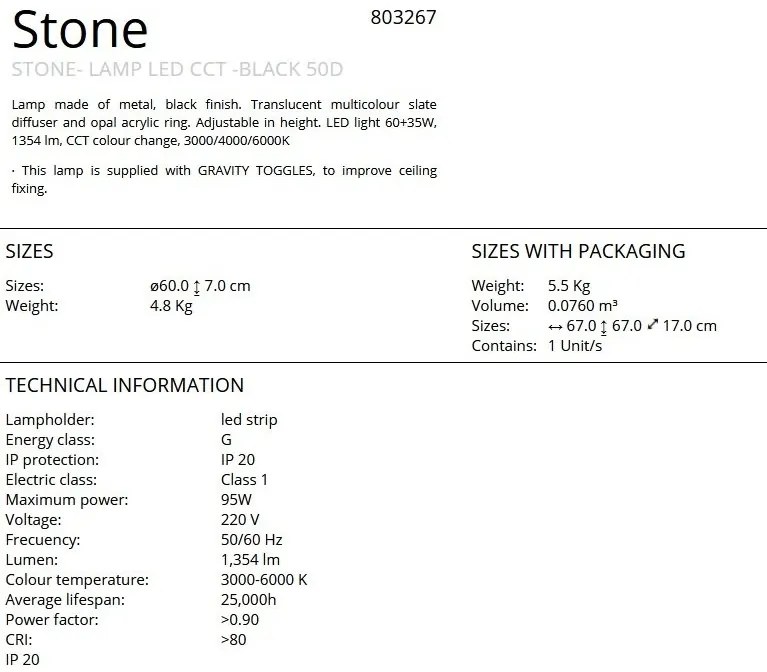 Lustra LED suspendata Stone D50