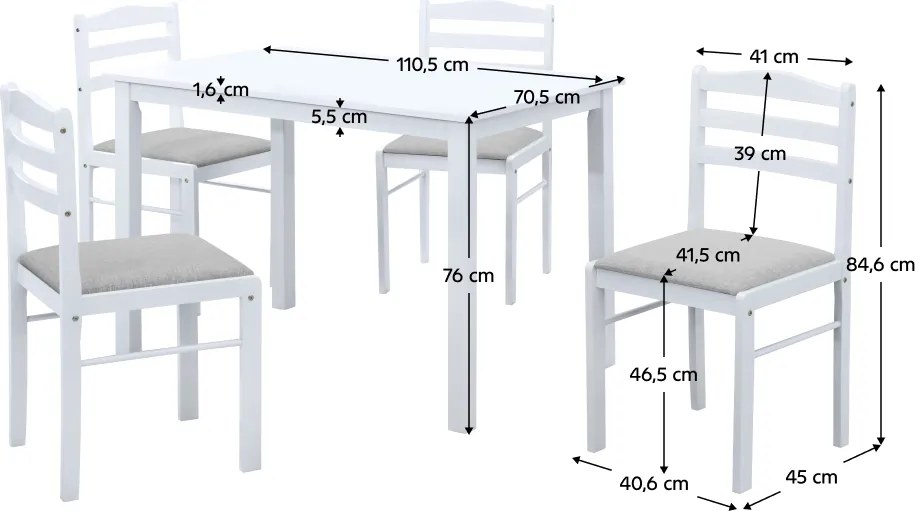Set de sufragerie 1+4, alb/gri bej, SOMIN