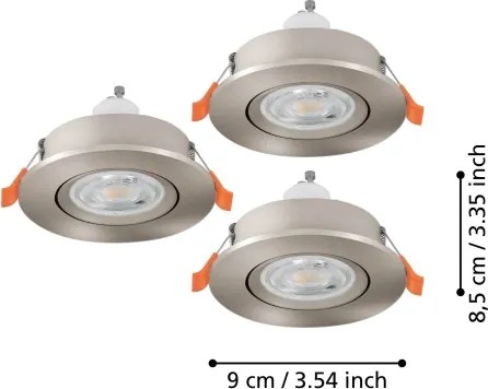 Eglo 902246 - Set 3x spot LED încastrat BARRANCO 1xGU10/4,5W/230V crom