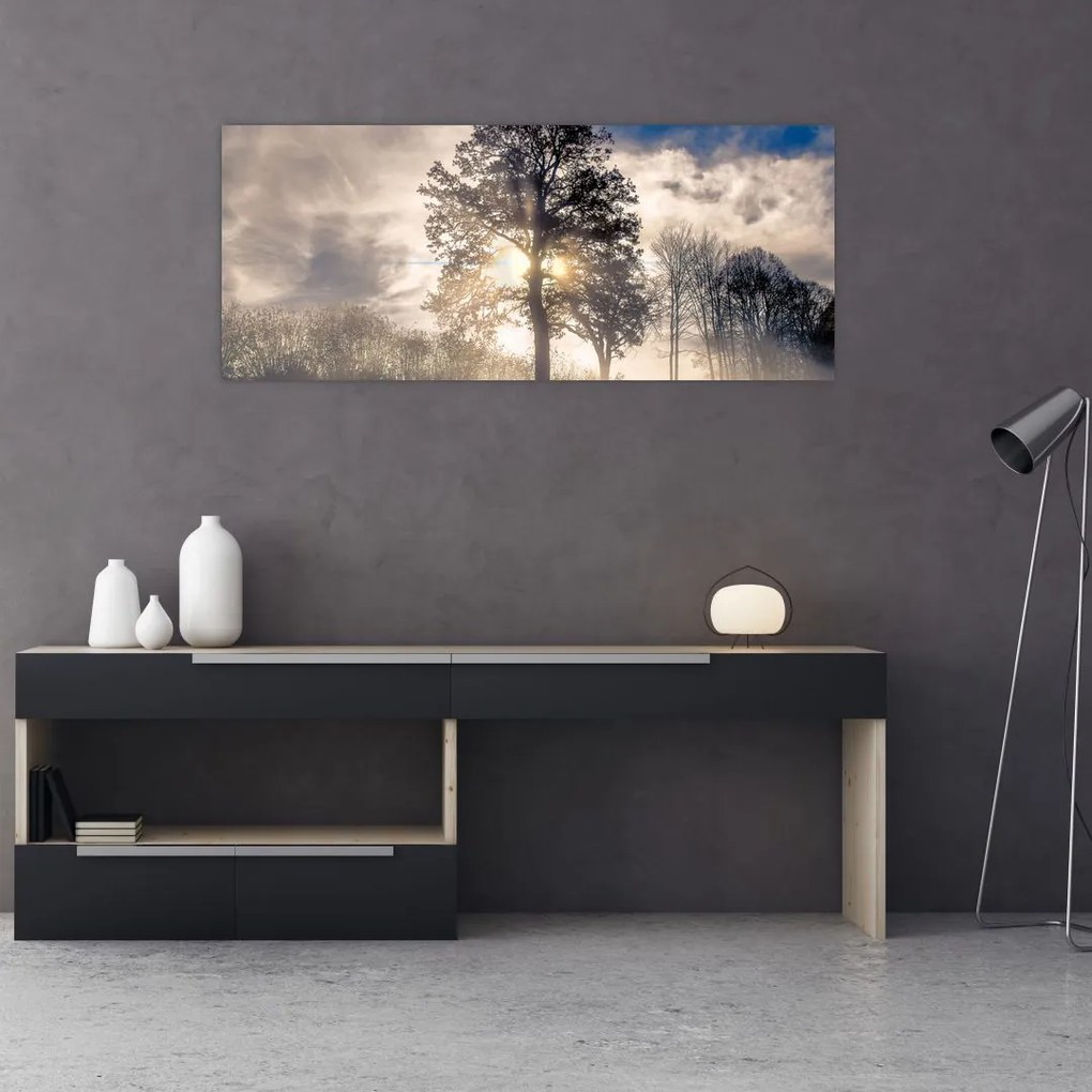 Tablou cu copac în ceață (120x50 cm)