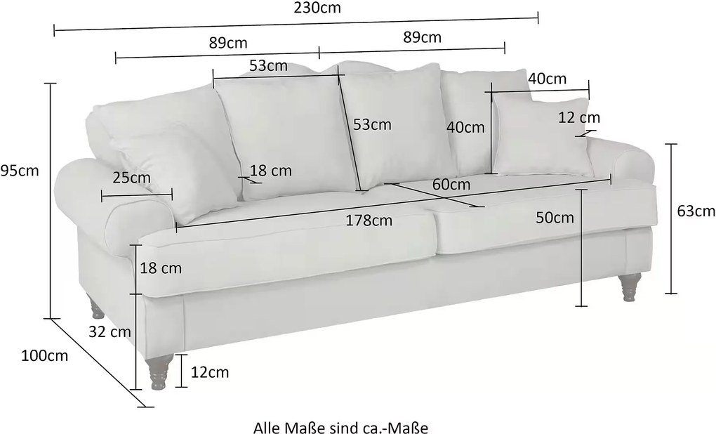 Canapea fixă ~Dubai~ 3,5 locuri, 230 cm lungime, culoare vernil-albastrui, material țesătură fină, picioare lemn masiv