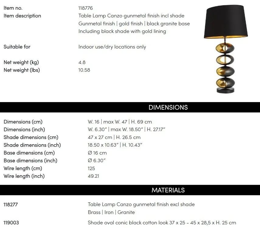 Veioza, Lampa de masa LUX Canzo