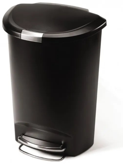 Coș cu pedale semi-rotund 50 l, plastic negru, negru
