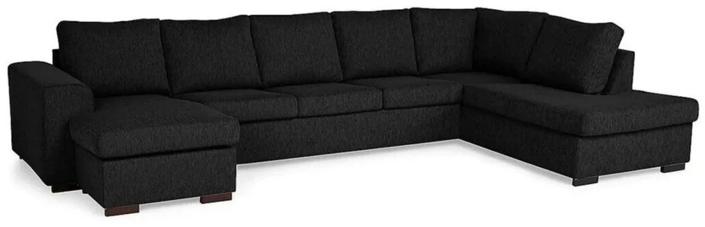 Colțar Scandinavian Choice B104Negru, 356x287x82cm, Picioare: Lemn