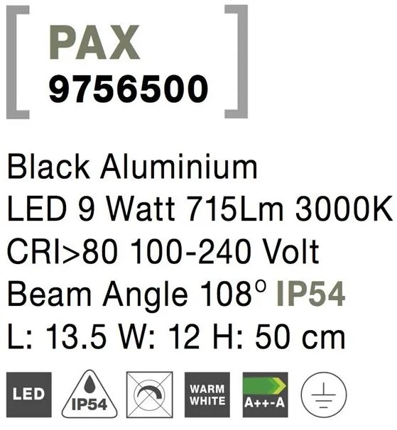 Stalp LED modern pentru iluminat exterior IP54 PAX H-50cm