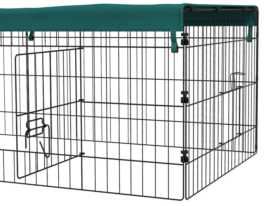 PawHut Habitat pentru Animale Mici, Tarc Sigur pentru Pui, Iepuri, Chinchilla, cu Acoperiș, 185x75x50 cm, Verde | Aosom Romania