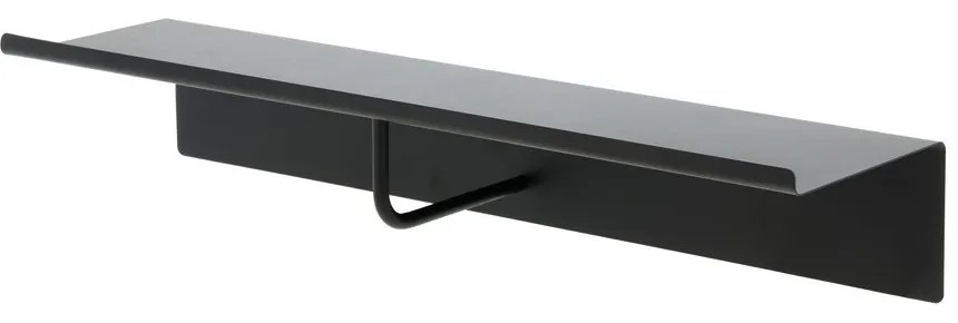 Cuier de perete negru cu raft din oțel 21,5 cm A-Coat – Zone