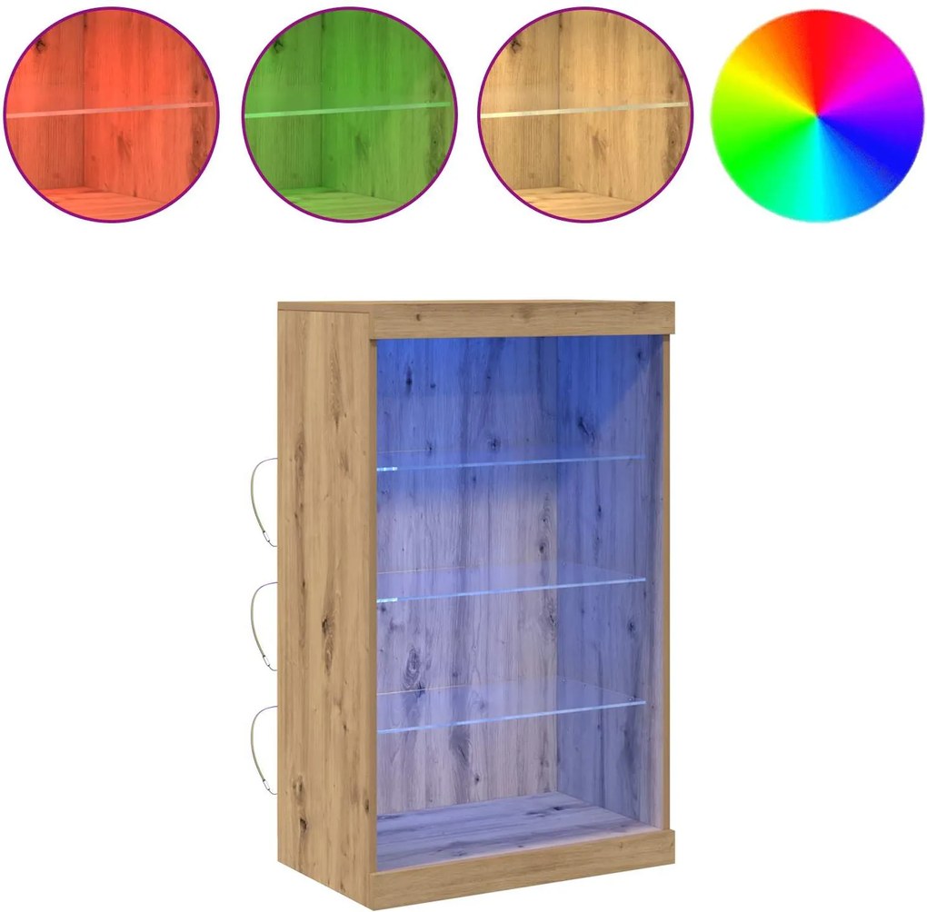 vidaXL Bufet LED Stejar Artizanal 60,5 x 37 x 100 cm Lemn compozit