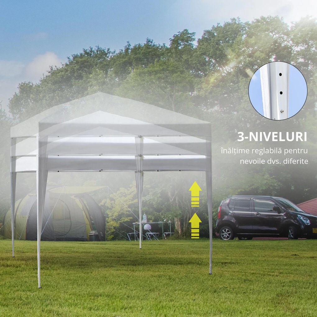 Gazebo Pliabil pentru Grădină Outsunny - Alb, 2.95x2.95m, cu Accesorii Includ | Aosom Romania
