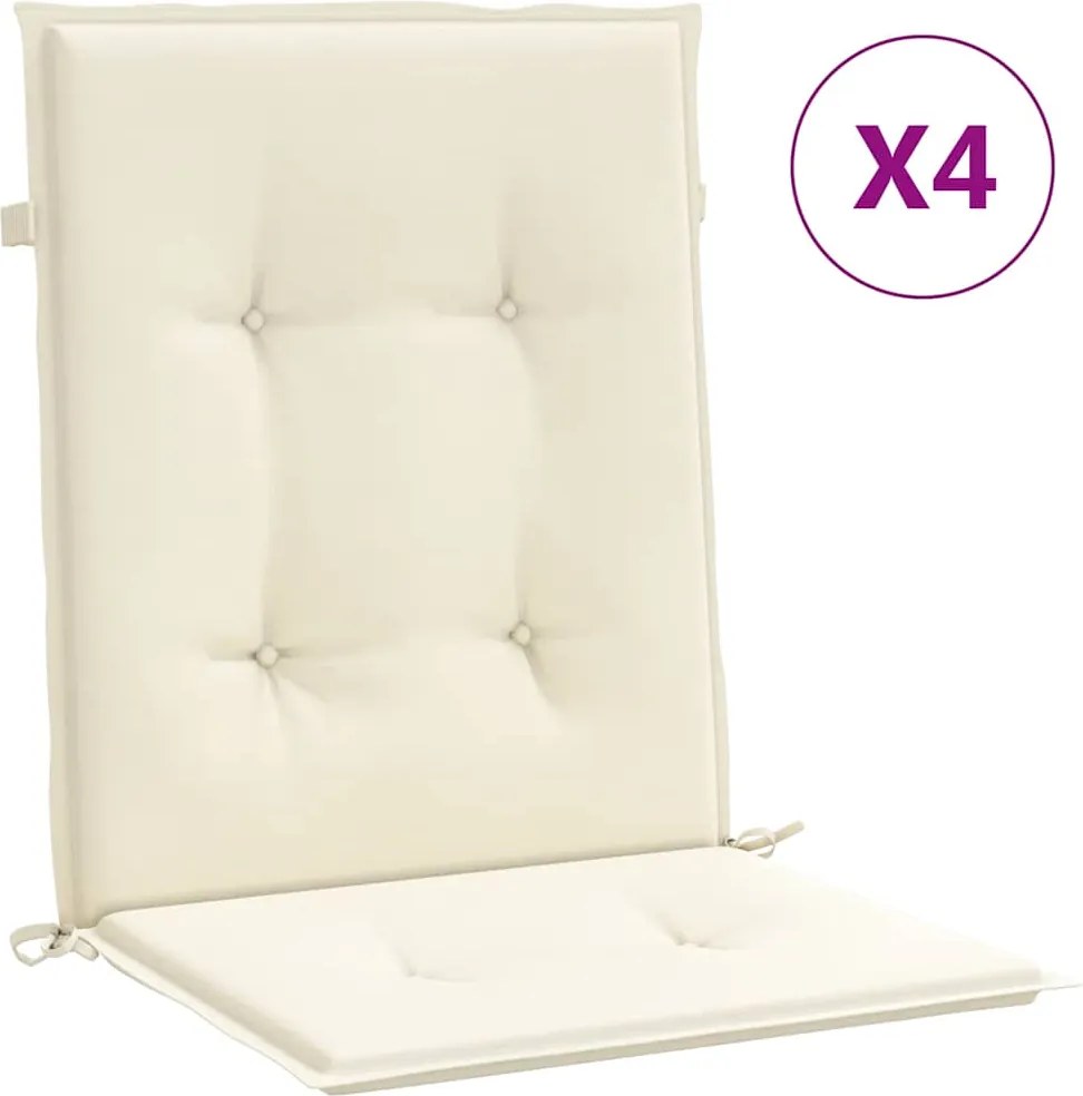 vidaXL Perne cu spătar mic, 4 buc. crem 100x50x2 cm textil oxford